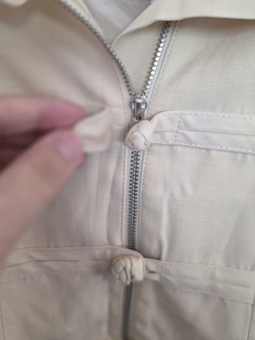 NWT Cream Frog Closure Lightweight Bomber JACKET - Picture 5 of 15